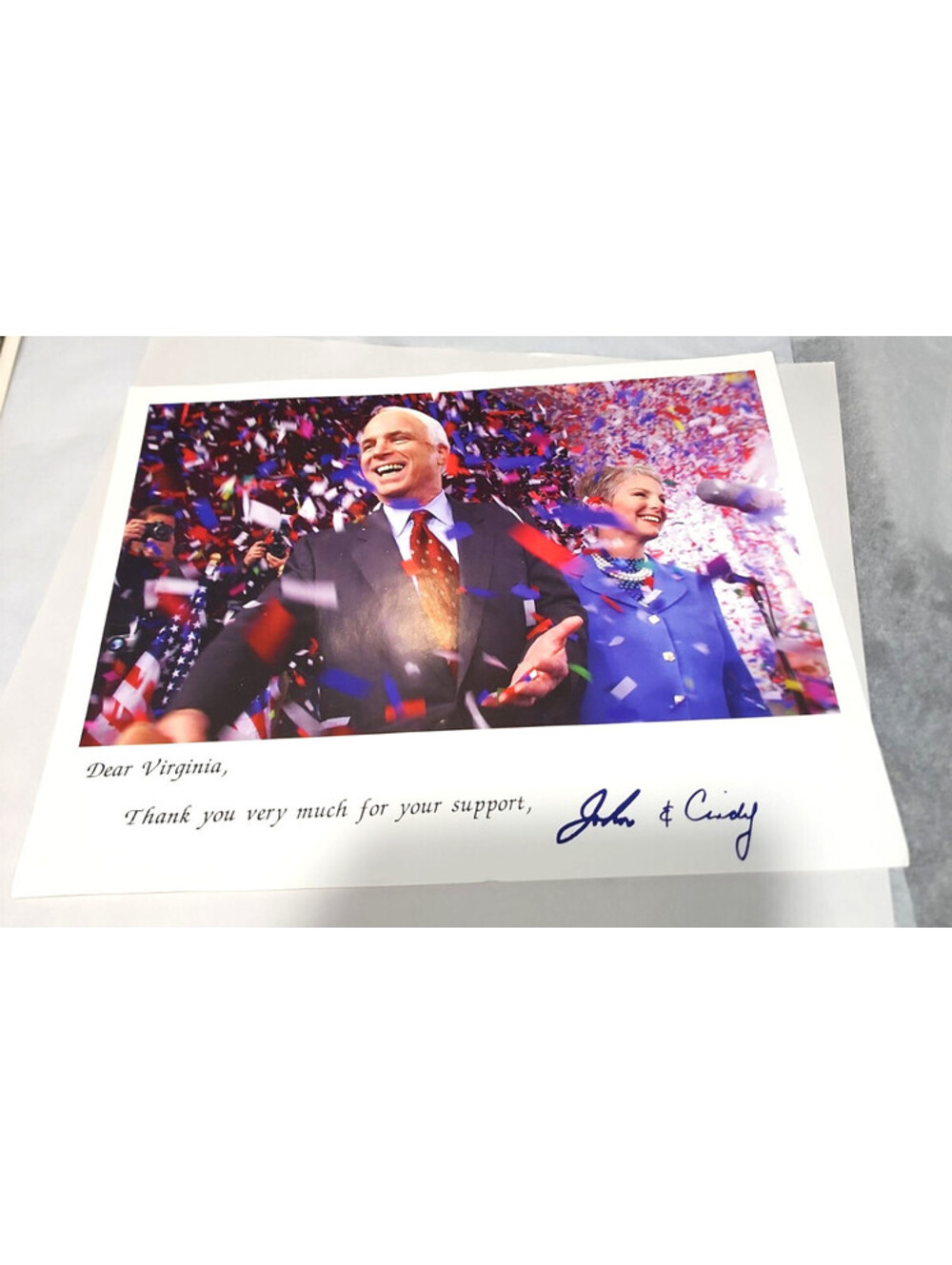 2008 John McCain Cindy Signed Campaign Photo NY Times Monica Almeida Photograph